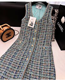 Chanel Women's Tweed dress Blue