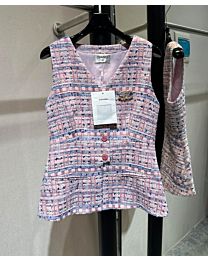 Chanel Women's Tweed Vest Jacket Pink