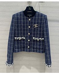 Chanel Women's Tweed Jacket Dark Blue
