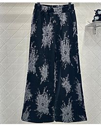 Chanel Women's Jacquard Wide-Leg Trousers Black