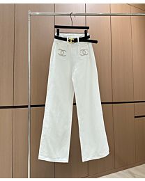 Chanel Women's Double Pocket Jeans White