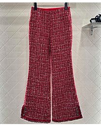 Chanel Women's Tweed Bell-Bottoms Red