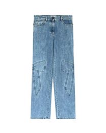 Chanel Women's 3D Bow Embroidered Straight Leg Jeans Blue