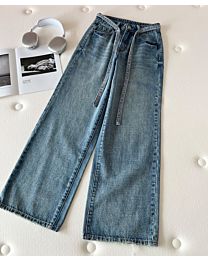 Chanel Women's Washed Wide-Leg Jeans Blue