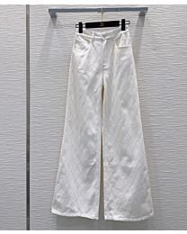 Chanel Women's High-Waisted Wide-Leg Jeans White