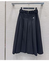 Chanel Women's Little Bee Embroidered Pleated Midi Skirt Black