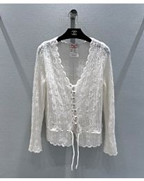 Chanel Women's Lace-Trimmed Cardigan White