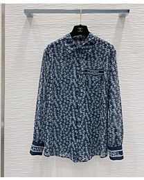 Chanel Women's Printed Logo Shirt Blue