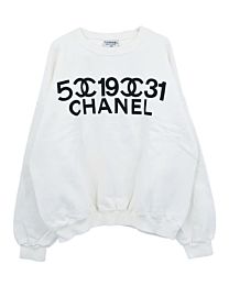 Chanel Women's Printed Crew Neck Sweatshirt White