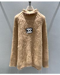 Chanel Women's High-Neck Letter Pullover Sweater
