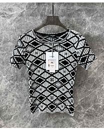Chanel Women's Knitted Short Sleeve Top Black