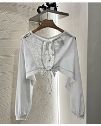 Chanel Women's Embroidered Cotton Shirt White