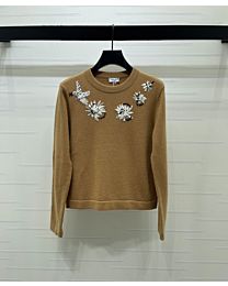 Chanel Women's Embroidered Cashmere Pullover Coffee