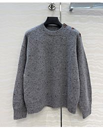 Chanel Women's Wool-Cashmere Blend Crew-Neck Sweater Gray