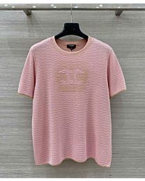 Chanel Women's Wavy Textured T-Shirt Pink