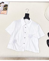 Chanel Women's 3D Rose Flower Shirt White