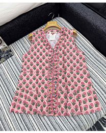 Chanel Women's Floral Ruffle Shirt Vest Pink