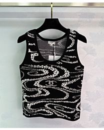 Chanel Women's Contrast Print Vest Black