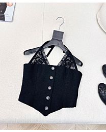 Chanel Women's Lace Patchwork Camisole Black