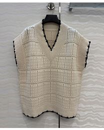 Chanel Women's Cotton Open-Knit Vest Apricot