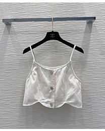 Chanel Women's Quilted Denim Camisole White