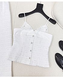 Chanel Three-Dimensional Flower Camisole Top White