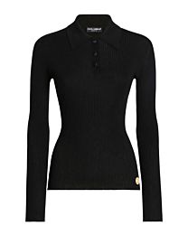 Dolce Gabbana Women's Cashmere Polo Sweater Black