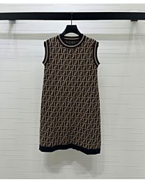 Fendi Women's FF-Logo Print Knit Mini Skirt Coffee