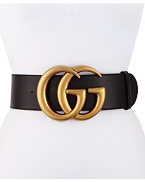 Gucci Women's Wide leather belt with Double G Black