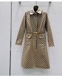 Gucci Women's Double G Pattern Trench Coat Apricot