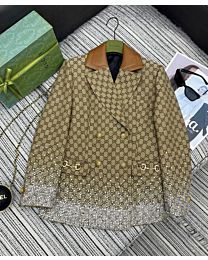 Gucci Women's Jacquard Lapel Suit Jacket Apricot