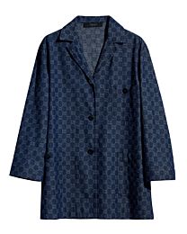 Gucci Women's GG Cotton Denim Jacquard Jacket Dark Blue