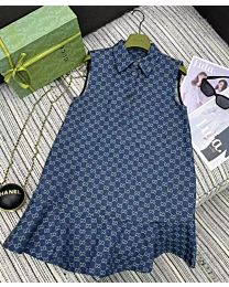 Gucci Women's Double G Jacquard Denim Dress Blue