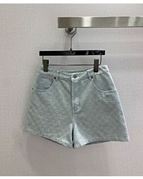 Gucci Women's Jacquard Denim Shorts Blue