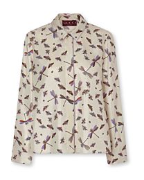 Gucci Women's Printed Silk Twill Shirt Apricot
