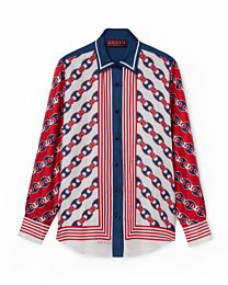 Gucci Women's Twill Silk Print Shirt Red