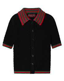 Gucci Women's Cotton Lace Polo With Web 
