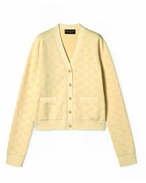 Gucci Women's Fine Cotton GG Jacquard Cardigan Yellow