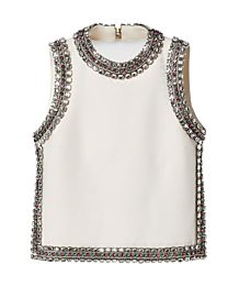 Gucci Women's Wool Silk Top With Crystal Embroidery 