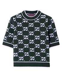 Gucci Women's Neck Jacquard Knitted Short Sleeves