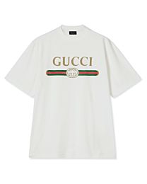 Gucci Women's Cotton Jersey And Silk T-Shirt With Print White