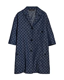 Gucci Women's Gg Cotton Denim Jacquard Shirt Dark Blue