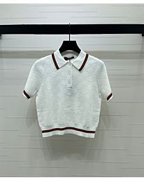 Gucci Women's GG Jacquard Polo Shirt White
