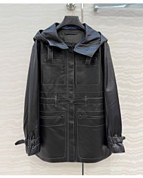 Hermes Women's Leather Hooded Jacket