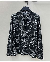 Hermes Women's Printed Silk Shirt Black