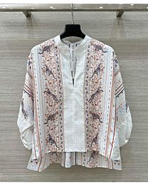 Hermes Women's Guepards Et Palmettes Shirt Pink