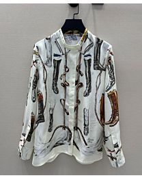 Hermes Women's Vintage Rare Silk Shirt Cream