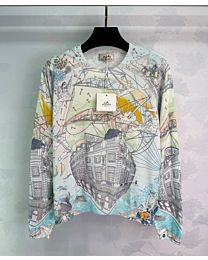 Hermes Women's Printed Knit Sweater Green