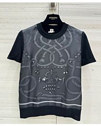 Hermes Palefroi Remix Short-Sleeve Twillaine Sweater