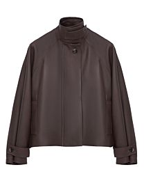 Loewe Women's Cropped High-Neck Parka In Napa Calfskin Coffee